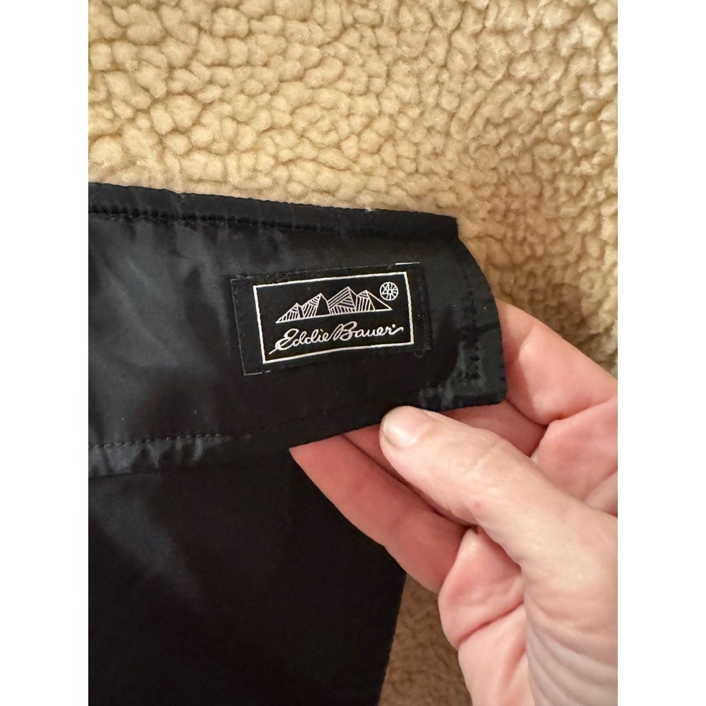 Eddie Bauer Women Sherpa Fleece Hoodie Pullover Tan Black Pocket Size L - Picture 5 of 13